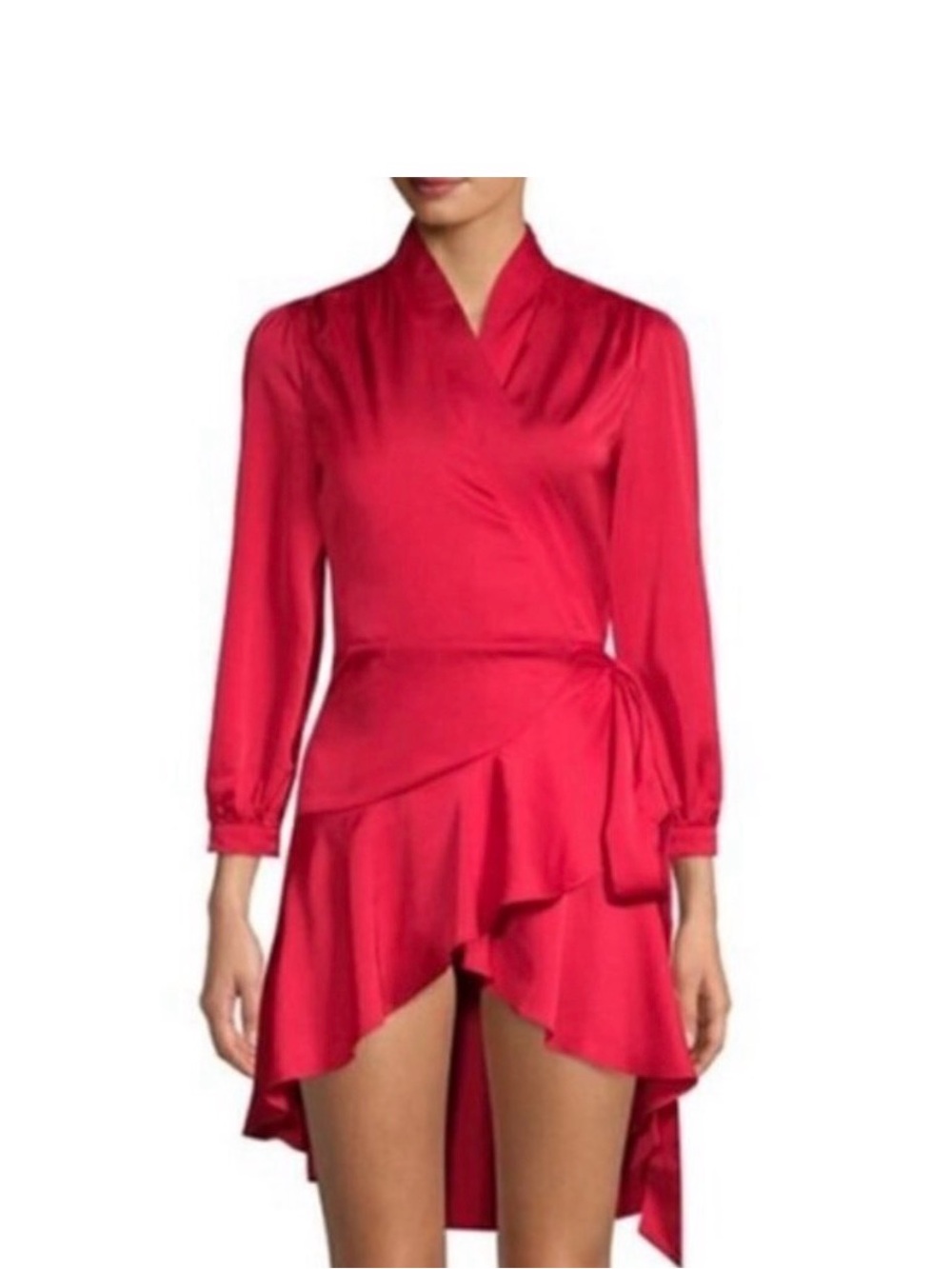 NWT Few Moda New York Red Ruffle Wrap Dress Size M